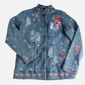 Denim&Co Embroidered Denim Jacket